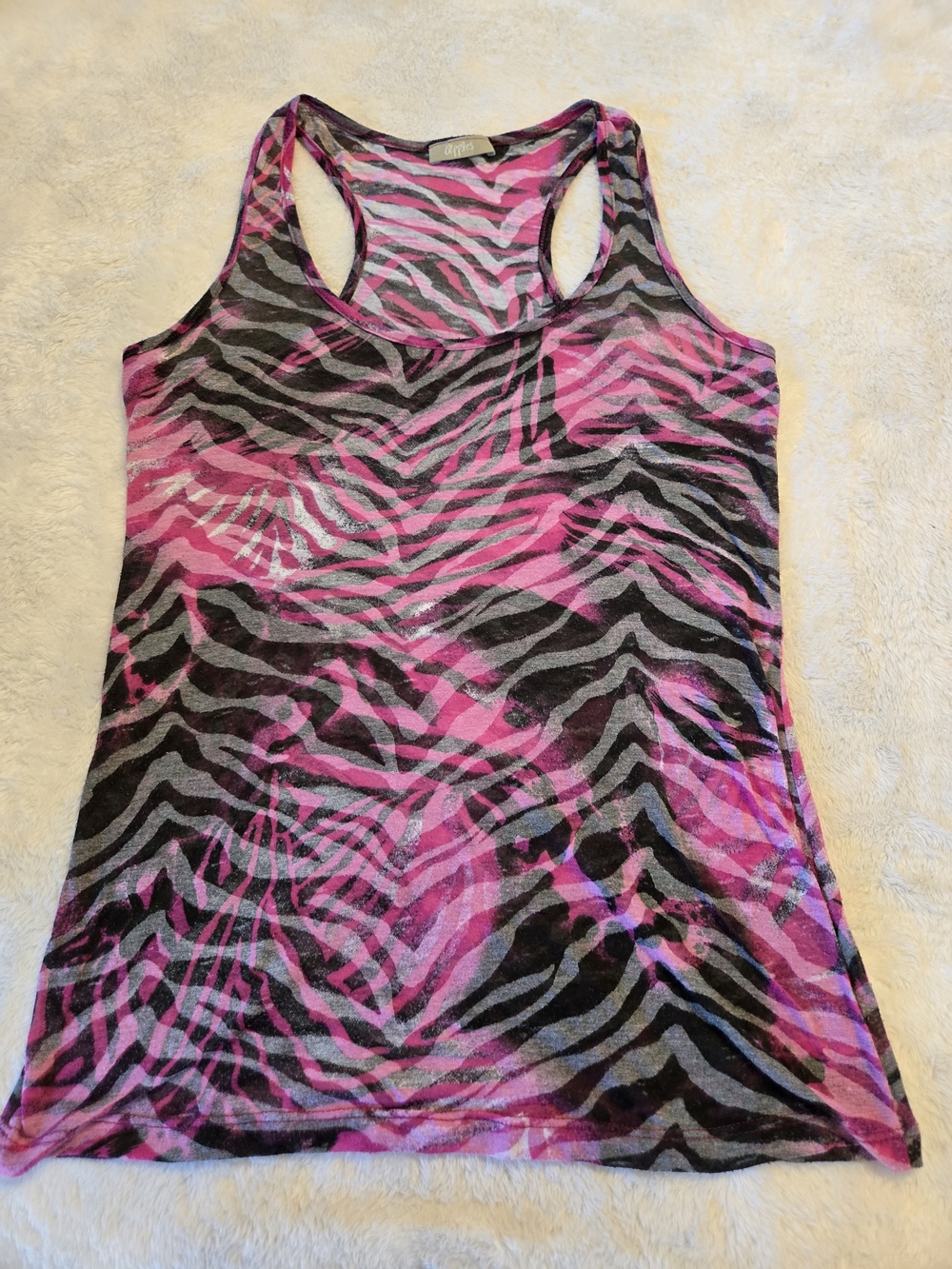 Pink Zebra-Print Racerback Tank Top